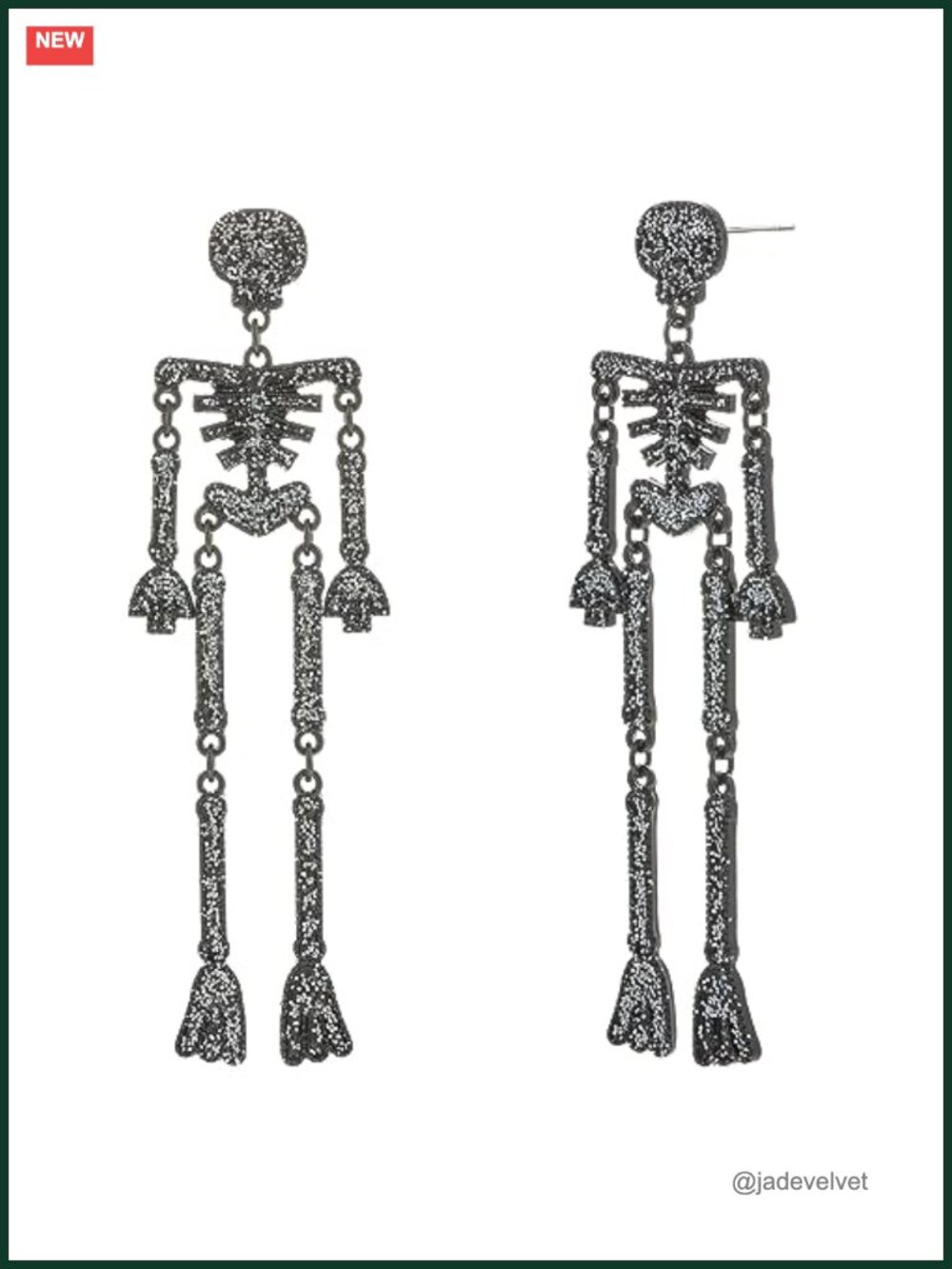 Halloween Skeleton Dangle Earrings Alloy French Wire 3.7"